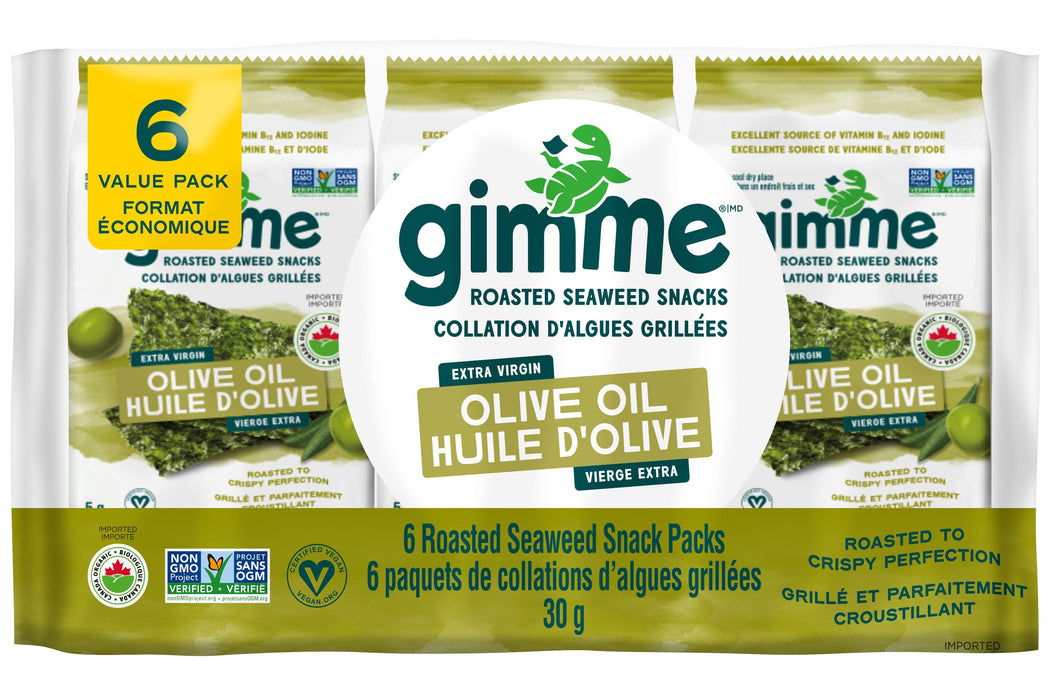 Gimme - Roasted Seaweed Snacks Olive Oil, 6x5 g