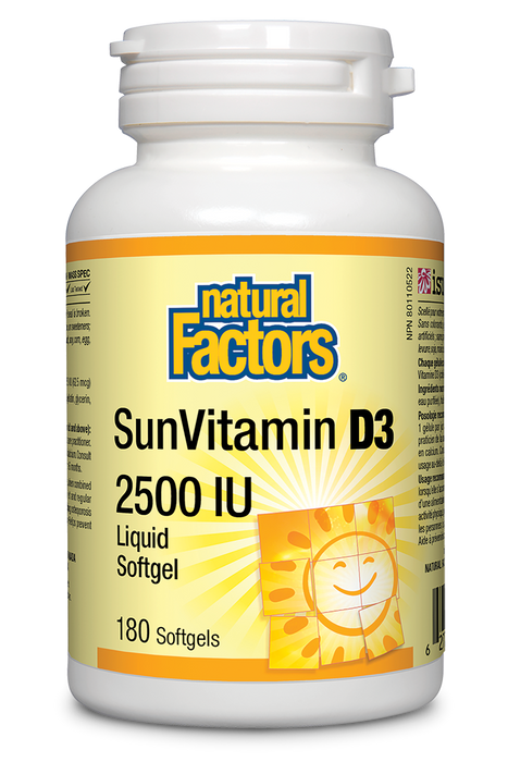 Natural Factors - Vitamin D3, 2500 IU, 180 softgels