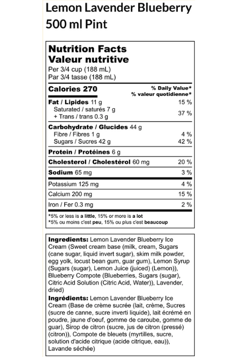 Four All Ice Cream - Lemon Lavender Blueberry Ice Cream, 500 mL