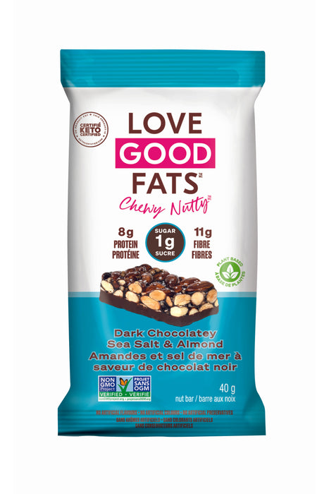 Love Good Fats - Chewy Nutty Bar, Dark Chocolatey Sea Salt & Almond, 40 g