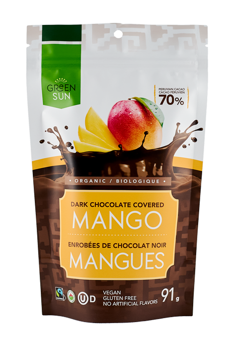 Green Sun Foods - Mango dipped in 70% Dark Chocolate, 91 g