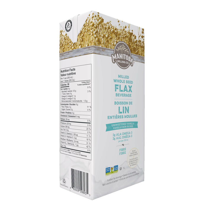 Manitoba Milling Company - Flax Beverages - Unsweetened Vanilla, 1 L