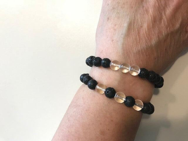 The Nirvana Corporation - Lava Bead Bracelet, Clear Quartz, Medium