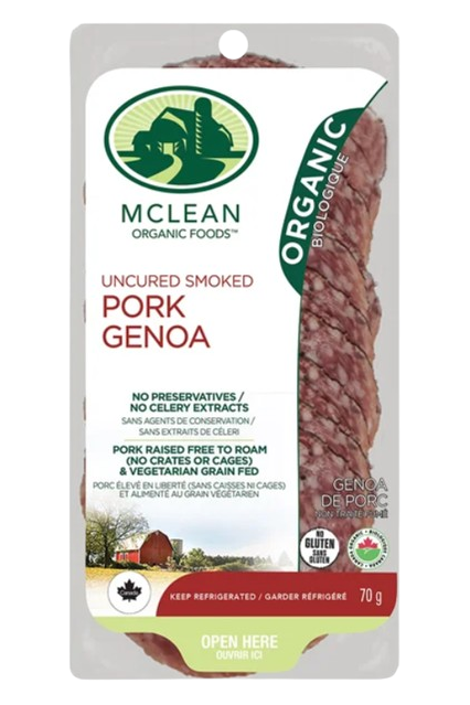 McLean Meats Inc - Organic Sliced Genoa, 70 g