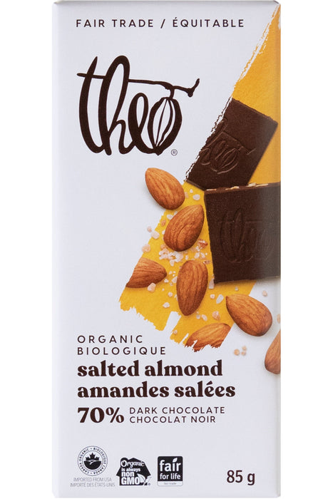 Theo - Dark Chocolate Salted Almond 70%, 85 g