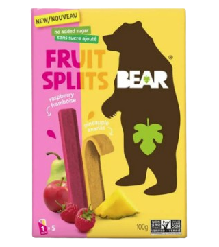 Bear - Fruit Splits Raspberry Pineapple, 5x20 g