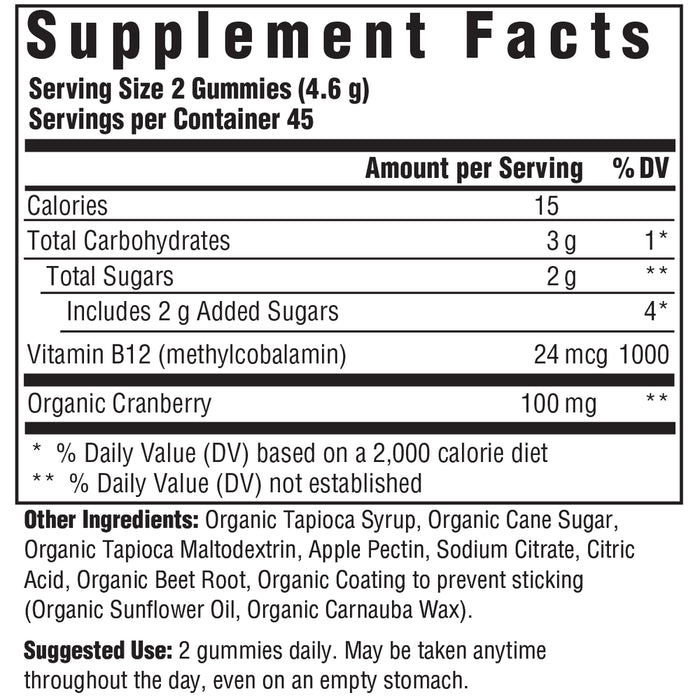 Mega Food -  Vitamin B12 Energy, Cranberry Gummy, 70 count
