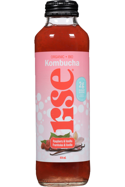 Rise Kombucha - Low Sugar Raspberry & Vanilla, 414 mL