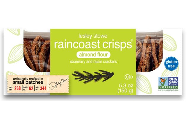 Lesley Stowes - Almond Crisps - Rosemary Raisin, 150 g