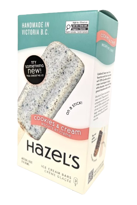 Hazel's Ice Cream - Cookies & Cream Ice Cream Bars, 285 mL