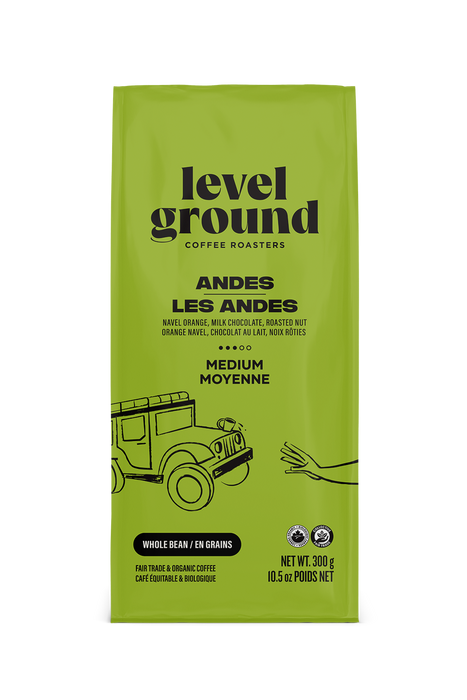 Level Ground Trading Ltd. - Andes Medium Roast - Whole Bean, 300 g