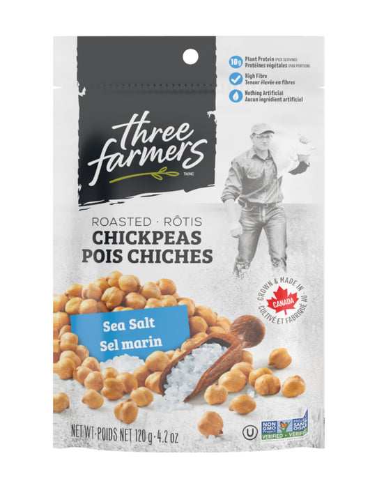 Three Farmers - Roasted Chickpeas- Sea Salt, 120 g