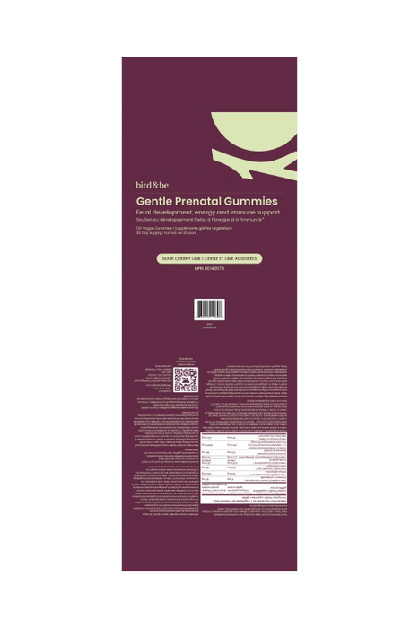 Bird&Be - Gentle Prenatal Sour Cherry Lime, 120 Gummies