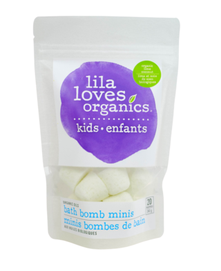 Lila Loves Organics Inc. - Organic Essential Oil Bath Bomb Kid Minis, Lime Coconut, 240 g