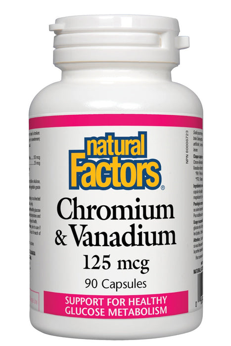Natural Factors - Chromium & Vanadium - 125mcg, 90 capsules