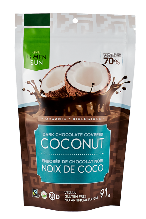 Green Sun Foods - Coconut Dipped In 70% Dark Chocolate, 91 g