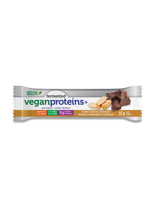 Genuine Health - Fermented Vegan Proteins+ Bar - Peanut Butter Chocolate, 55 g