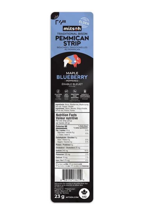 Mitsoh - Maple Blueberry Pemmican Strips, 23 g