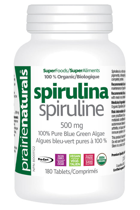 Prairie Naturals - Organic Spirulina Tablets, 180 Tabs