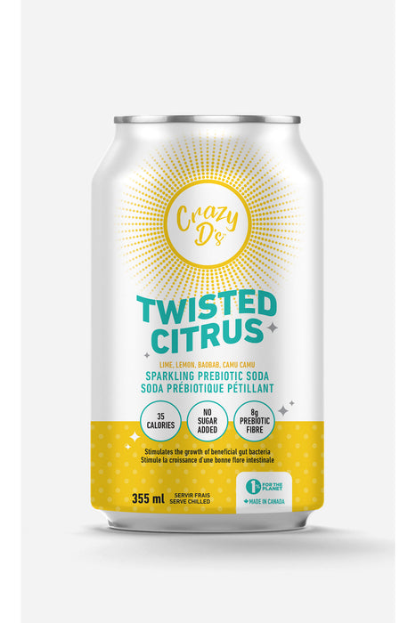 Crazy D's Sparkling Prebiotic - Twisted Citrus, 355 mL