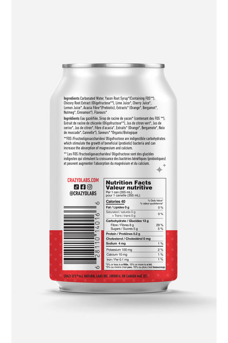 Crazy D's Sparkling Prebiotic - Rockin' Rolla Cherry Cola, 355 mL