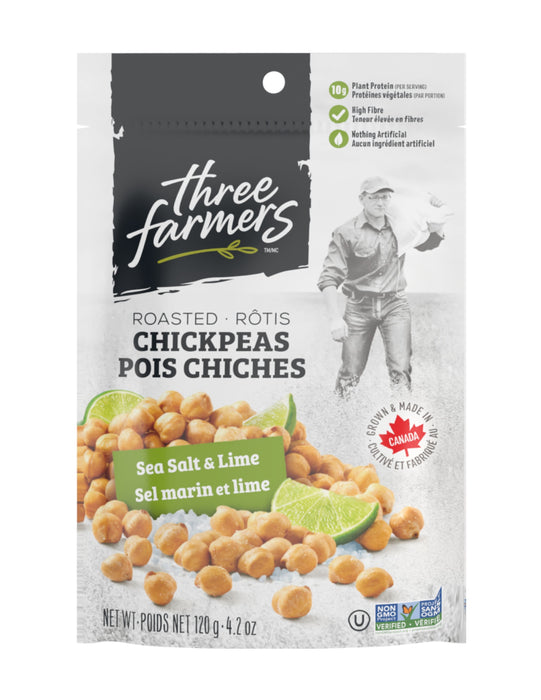 Three Farmers - Roasted Chickpeas Sea Salt & Lime, 120 g