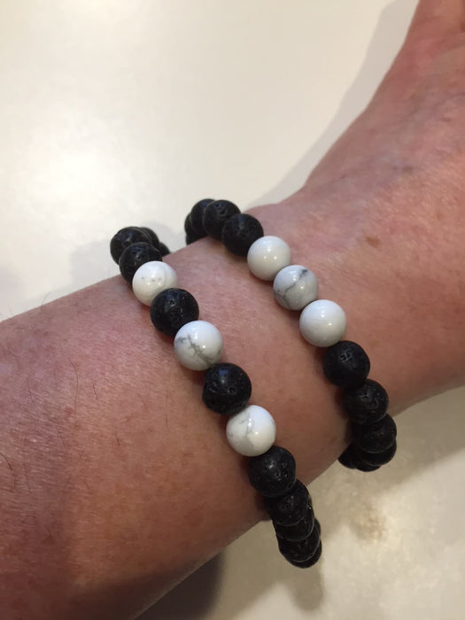 The Nirvana Corporation - Lava Bead Bracelet, Howlite, Medium