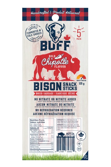 Buff - Snack Sticks - Chipotle Bison, 125 g