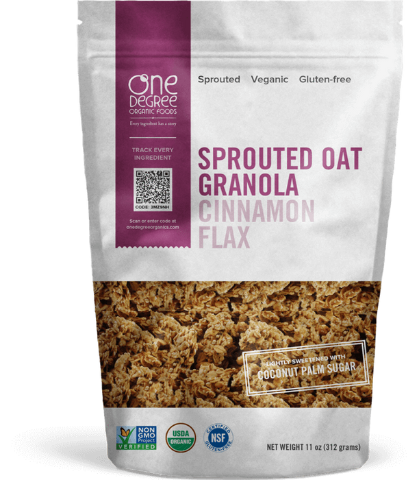 One Degree - Sprouted Oat Cinnamon Flax Granola, 312 g
