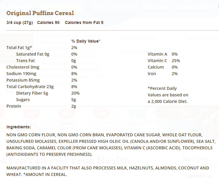 Barbara's Bakery - Original Puffins Cereal - 285 g