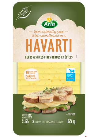 Arla - Havarti Herbs & Spices Slices, 165 g