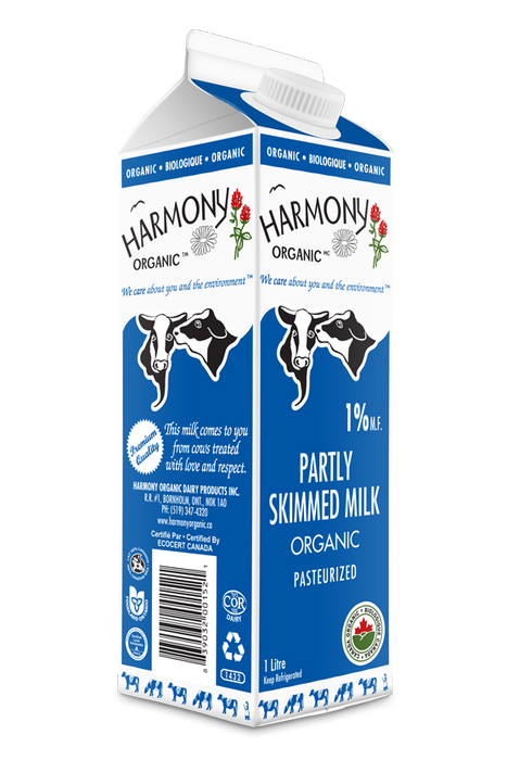 Harmony Organic - Organic 1% Partly Skimmed Milk, 1 L