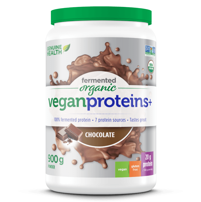 Genuine Health - Fermented Organic Vegan Proteins+ Chocolate, 900g