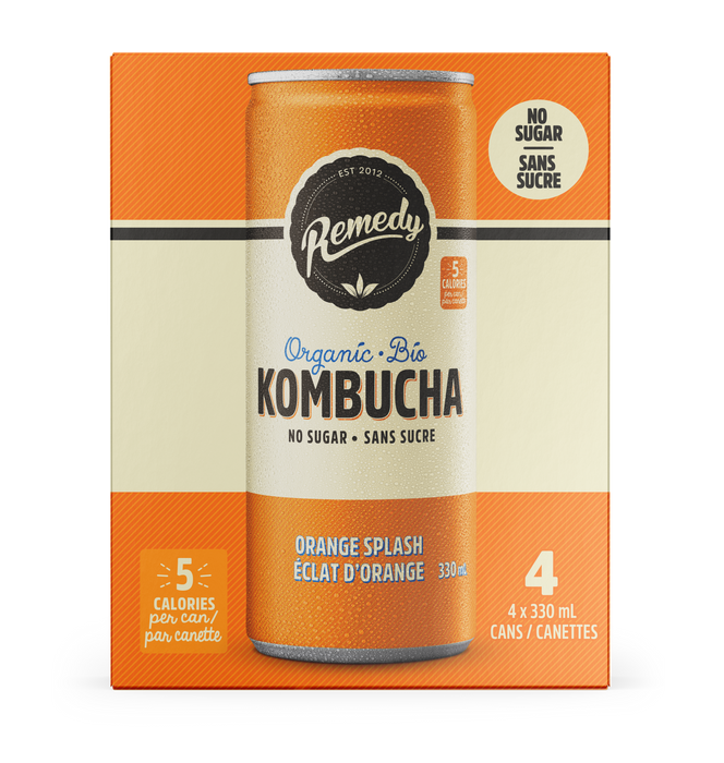 Remedy Drinks - Organic Orange Splash Kombucha, 4x335 mL