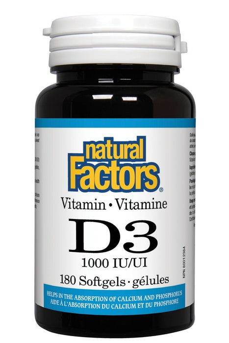 Natural Factors - Vitamin D3 1000IU, 180 tablets