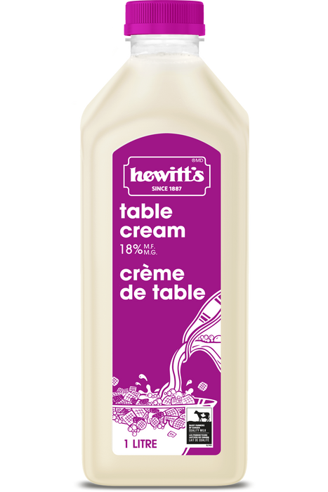 Hewitt's Dairy - 18% Table Cream, 1 L
