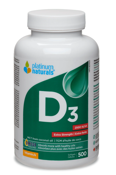 Platinum Naturals - Vitamin D3 2500IU, 500 SG