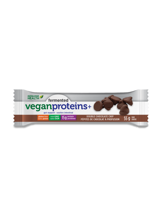 Genuine Health - Fermented Vegan Proteins+ Bar - Double Chocolate Chip, 55 g