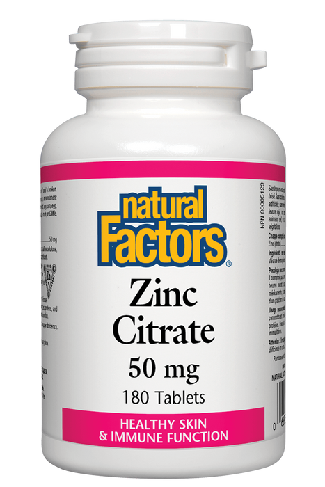 Natural Factors - Zinc Citrate 50mg, 180 TABS