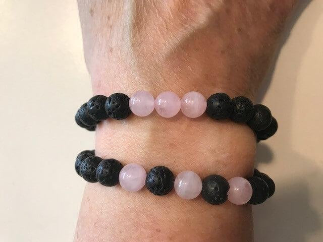 The Nirvana Corporation - Lava Bead Bracelet, Rose Quartz, Medium