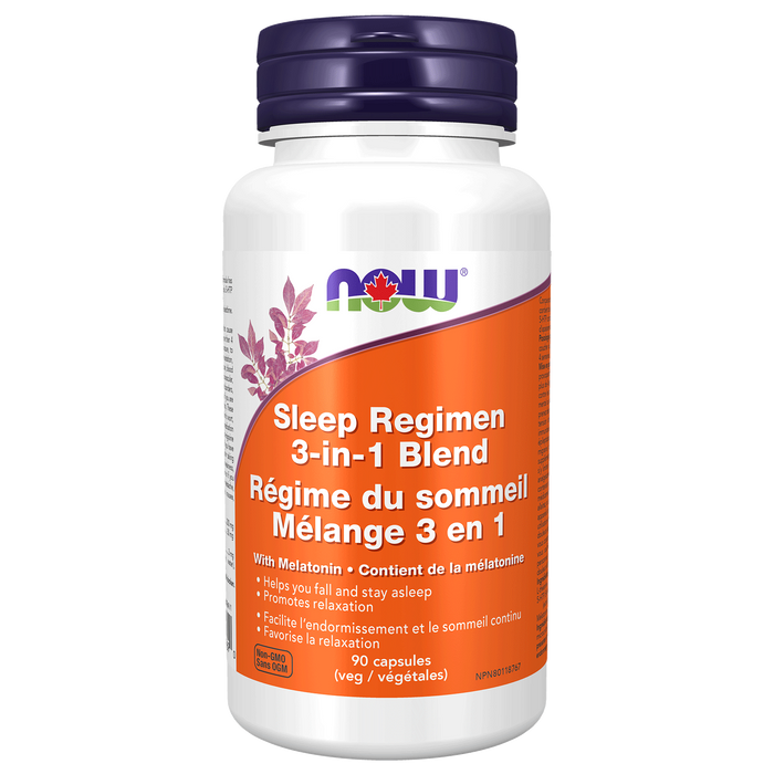 NOW - Sleep Regimen 3-in-1 + Melatonin, 90 VCAPS