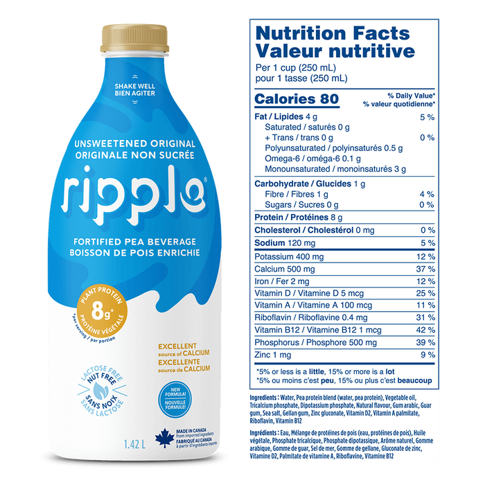 Ripple - Unsweetened Original Plant-Based Milk, 1.42 L