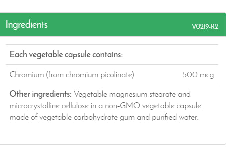 New Roots Herbal - Chromium Picolinate 500mcg, 100 capsules