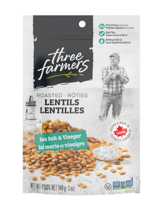 Three Farmers - Crunchy Little Lentils, Sea Salt & Vinegar, 140 g