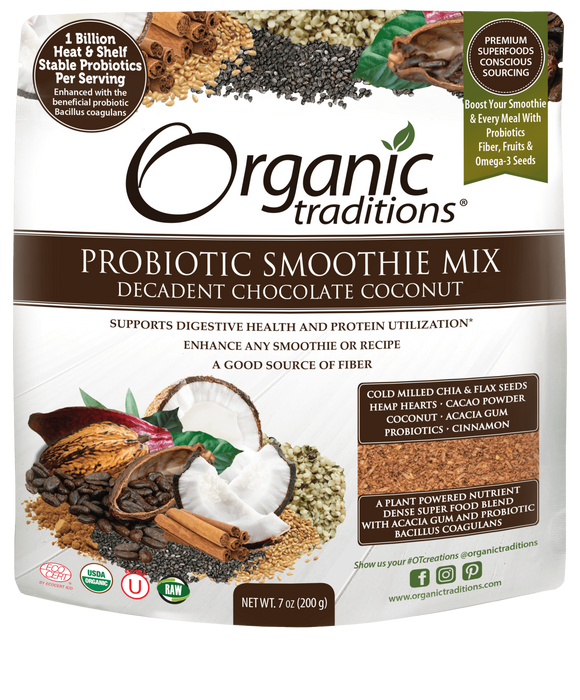 Organic Traditions - Probiotic Smoothie Mix (Decadent Chocolate Coconut), 200g