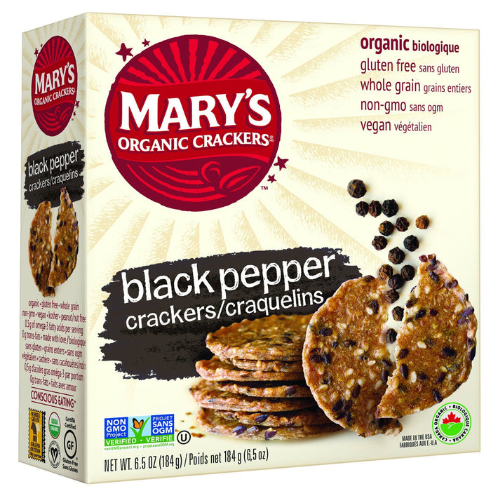 Mary's Organic - Organic Black Pepper Crackers, 184 g
