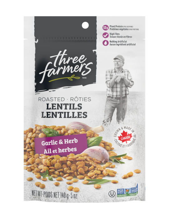 Three Farmers - Crunchy Little Lentils, Garlic & Herb, 140 g
