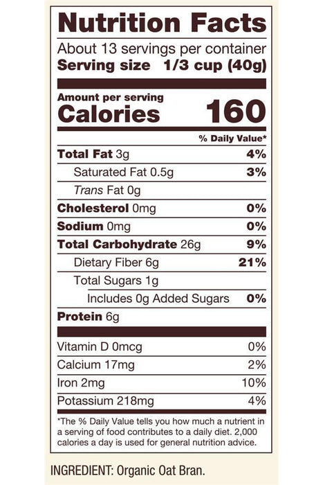 Bob's Red Mill - Organic Oat Bran Cereal, 510 g