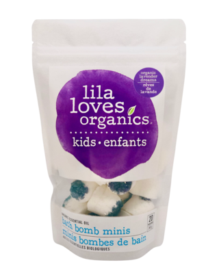 Lila Loves Organics Inc. - Organic Essential Oil Bath Bomb Kid Minis, Lavender Dreams, 240 g