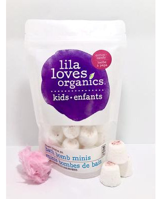 Lila Loves Organics Inc. - Organic Essential Oil Bath Bomb Kid Minis, Cotton Candy, 240 g